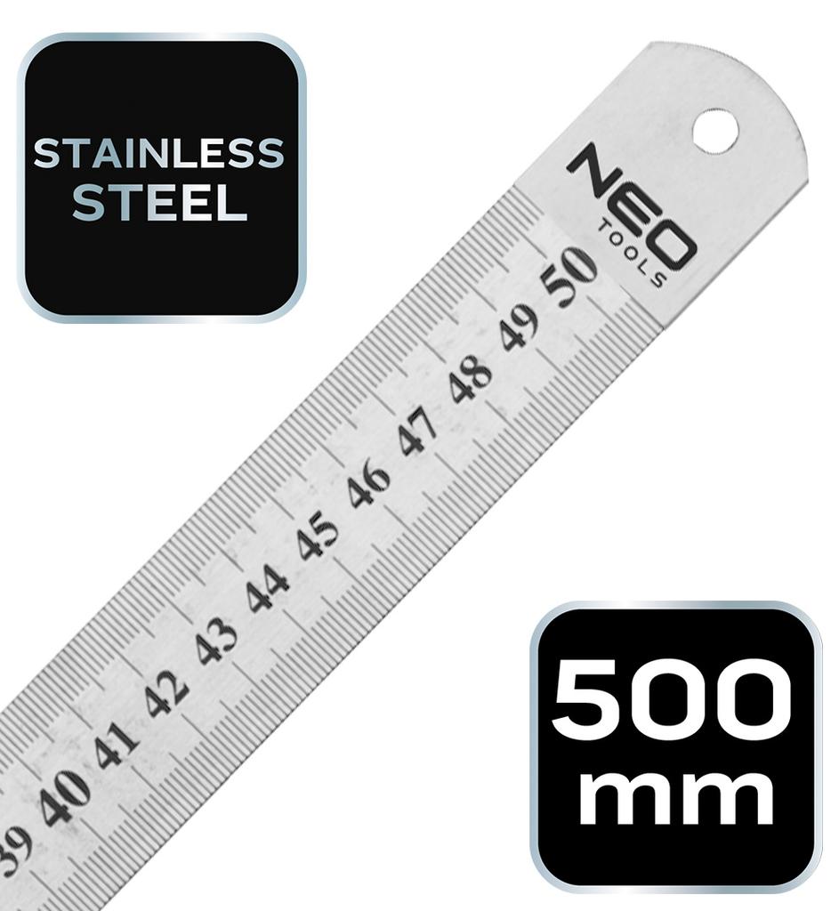Ruler 50 cm, stainless steel