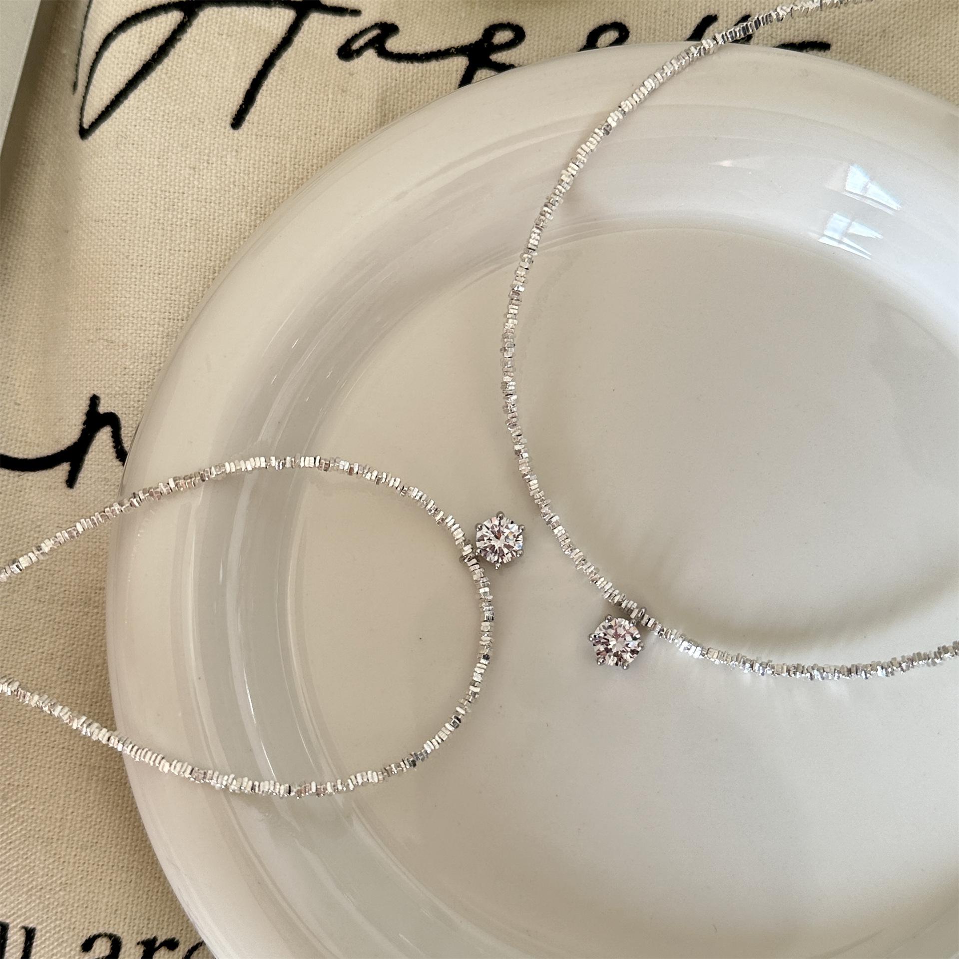 

Ожерелье-подвеска из стерлингового серебра 925 пробы с бриллиантом высокой чистоты с шестью крапанами, женский роскошный чокер-браслет. Six-Prong Pendant Silver Bracelet