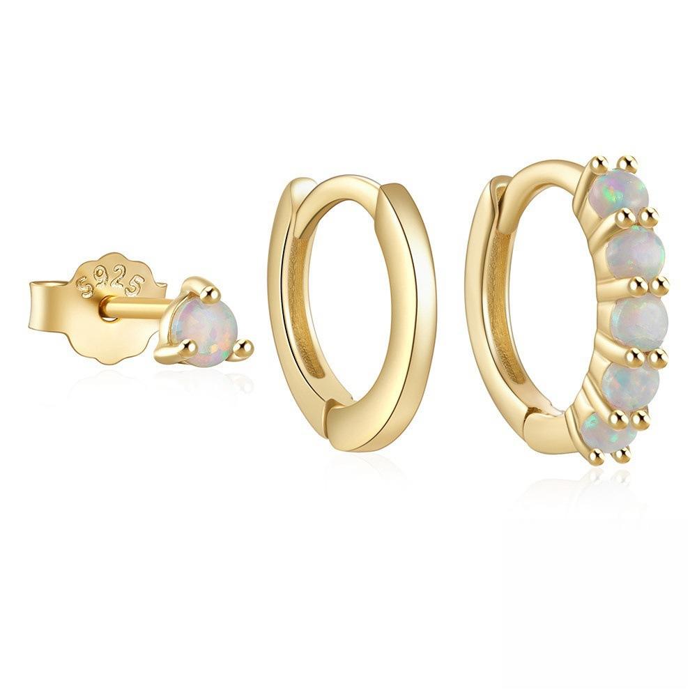Star Moon Earrings Set Zircon Earrings, Opal Diamond Women s Stud Earrings Jewelry