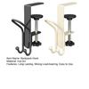 1/2Pcs Adjustable Desk Mount Hooks Backpack Hooks Strong Load-bearing Multipurpose Easy Installation Hanger Hooks