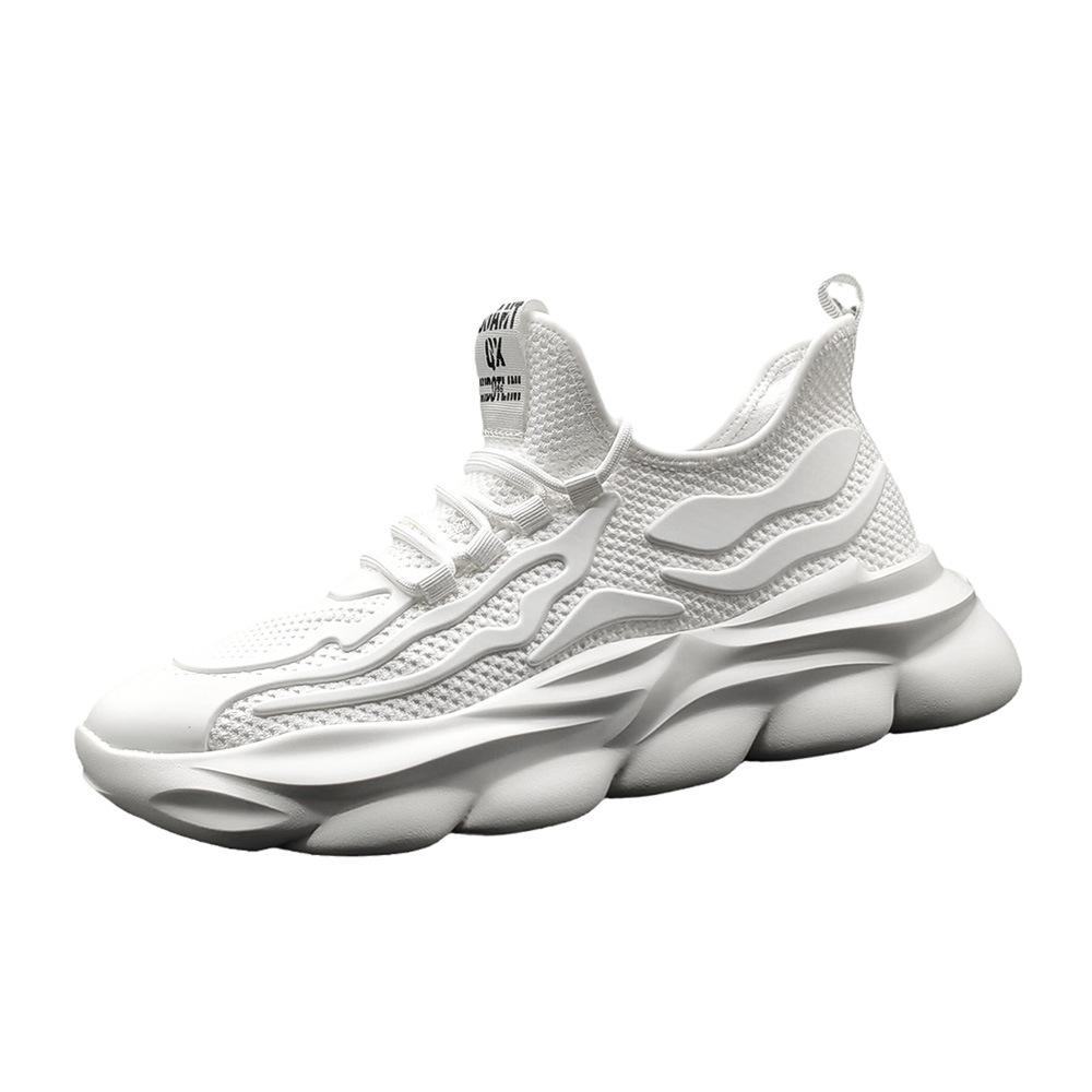 Summer sports shoes fly-woven breathable mesh shoes raw casual shoes non-slip thick-soled heightening shoes