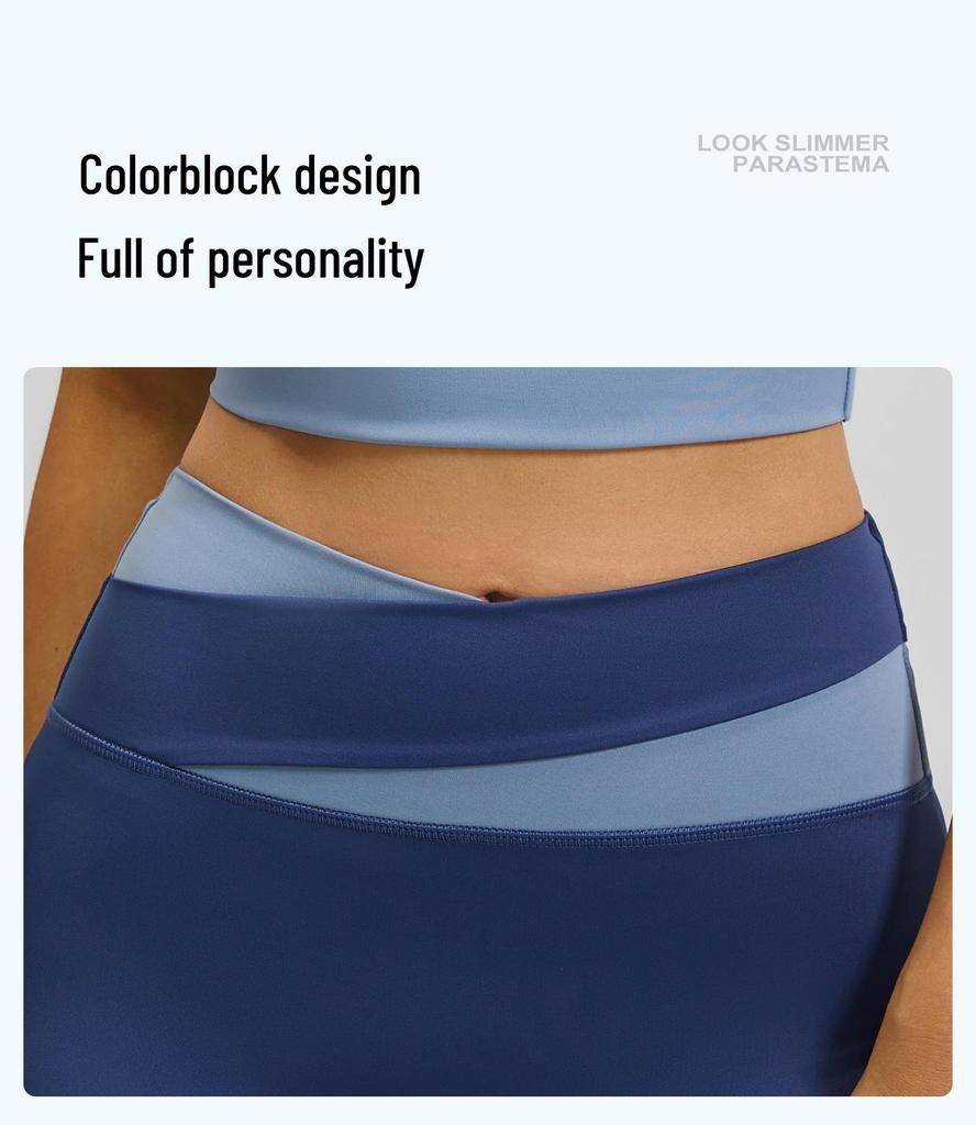 High-Waisted Color-Block Yoga Set: Tummy Control, Shockproof Sportswear for Women
