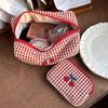 Red Cherry Plaid Makeup Bag Large Capacity Travel Cosmetic Organizer Case for Women Girl  Portable Pouch Card Coin Purse Case