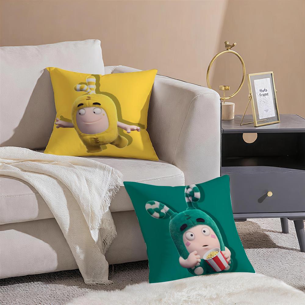 Cartoon O-Oddbods Cushion Cover Breathable Linen Pillowcase Summer Odorless Eco-Friendly Invisible Zipper Washable