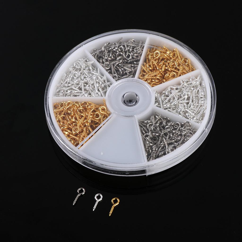 600Pcs/set Small Eye Pin Pendants Screw Eye Pins Jewelry Making 4x10mm 3 Colors