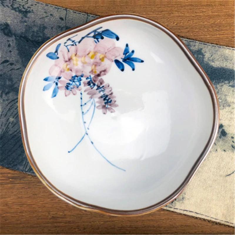 Refreshment Dish Chinese Fruit Dessert Plate Small Dish Jingdezhen Underglaze Color Ceramic Tea Tray Hand Painted Tableware