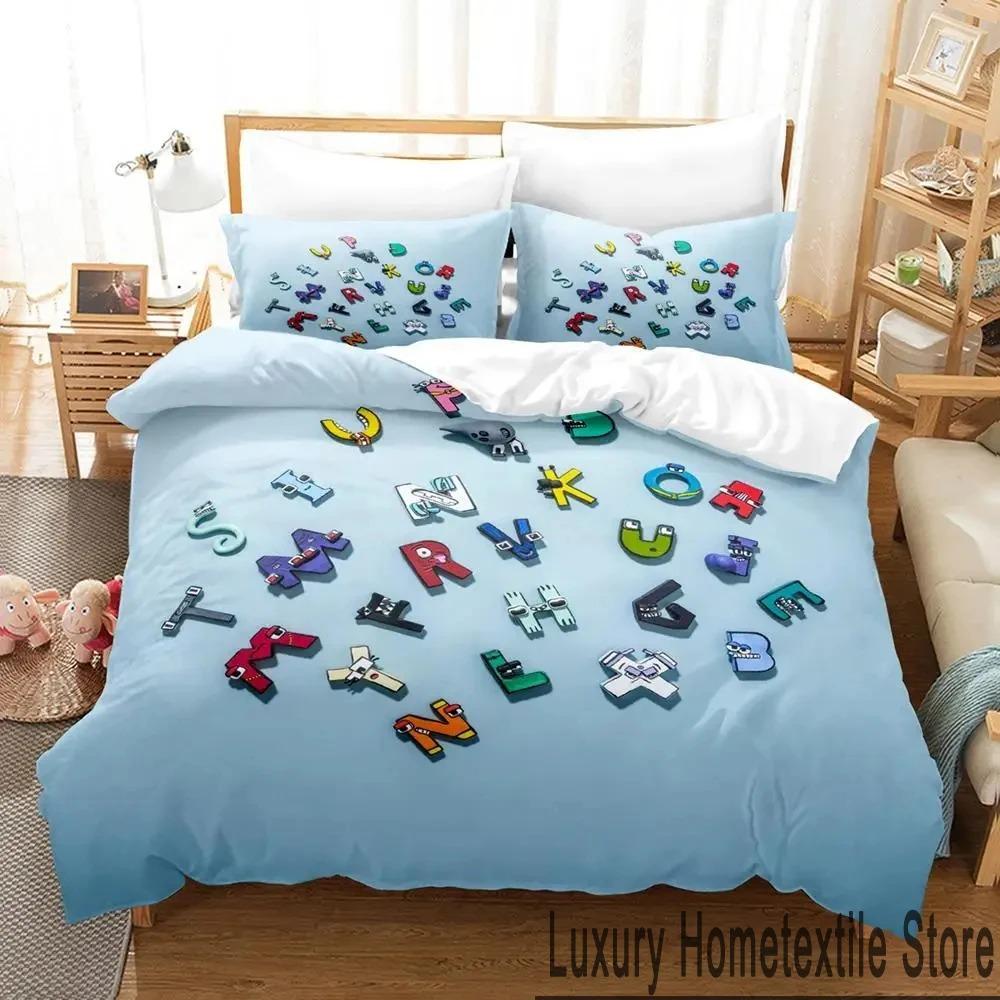 

3D-принт с изображением мультфильма «Алфавит Lore AZ» Комплект постельного белья для мальчиков и девочек, двуспальная кровать размера «king-size», пододеяльник, наволочка, кровать для мальчиков и взрослых 70x133cm 2pcs