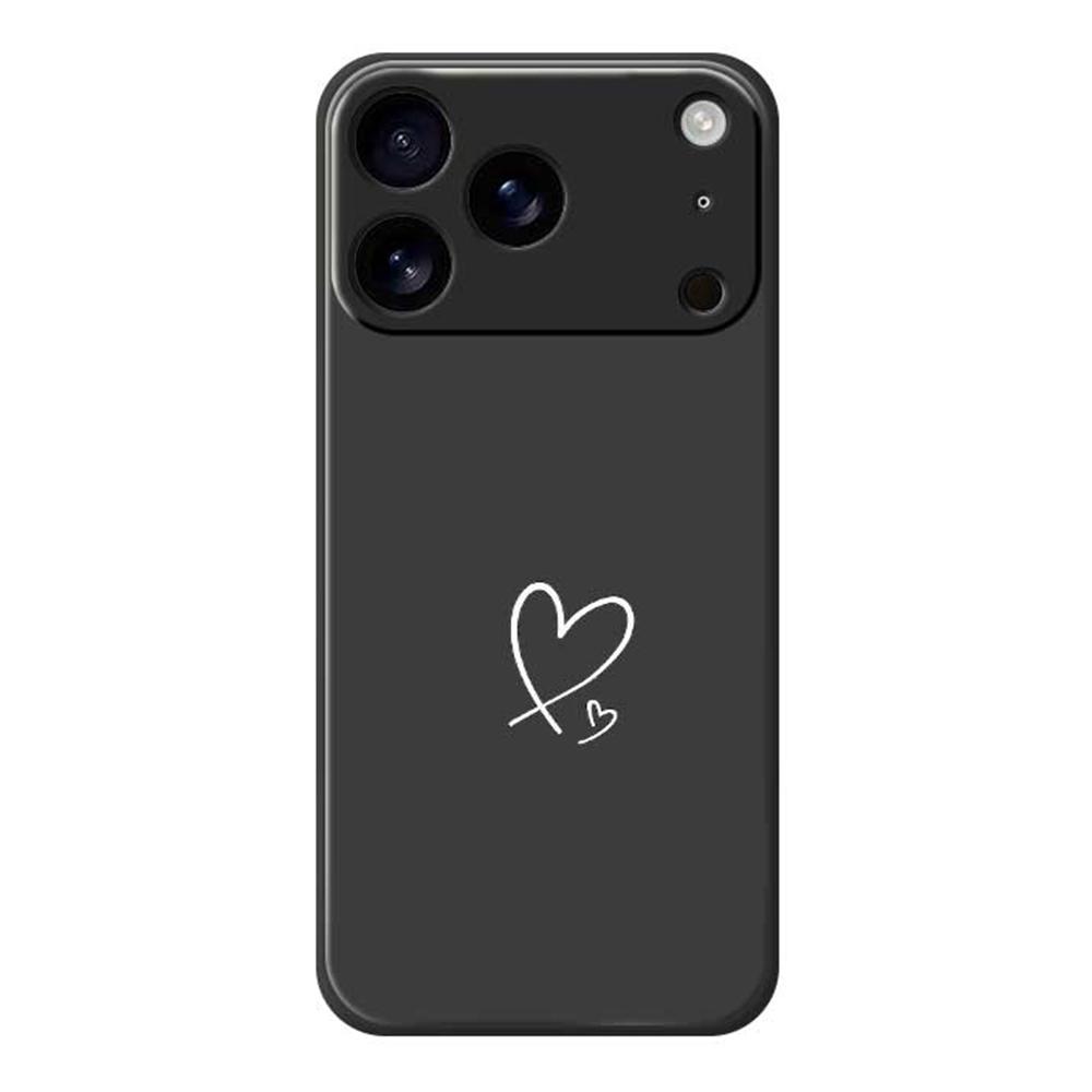 For iPhone 17 Pro Max Case White Love Pattern Printing Straight Edge TPU Phone Back Cover