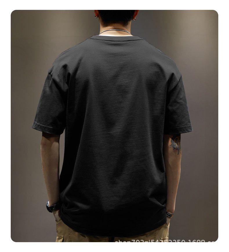 2026 Men's Summer American Retro Cotton T-shirt, Japanese Trendy Brand, Loose Fit, Short Sleeve, Round Neck