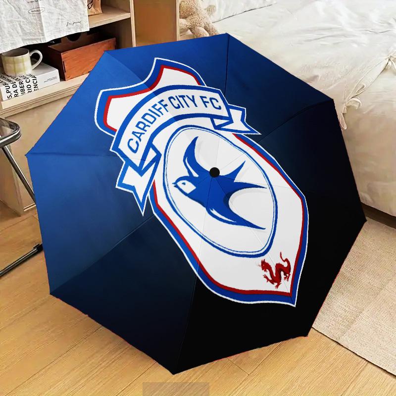 Cardiff Fc Crest Automatic Folding Umbrella - 8-Rib Travel Umbrella with Auto Open/Close & Portable Gifts for Holidays or Birthdays