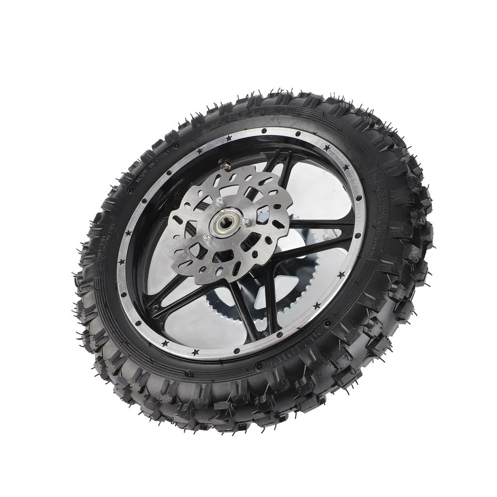 Dirt Bike Rear Wheel Rubber Metal 2.5‑10 with Disc Sprocket Bearing Rim Tire Assembly for Mini Pit Bike