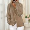 Herbst Winter Einfarbig Langärmliger V-Ausschnitt Strickjacke Brusttaschen Damen Top Mode Jacquard Pullover Vielseitiger Mantel Weiblich
