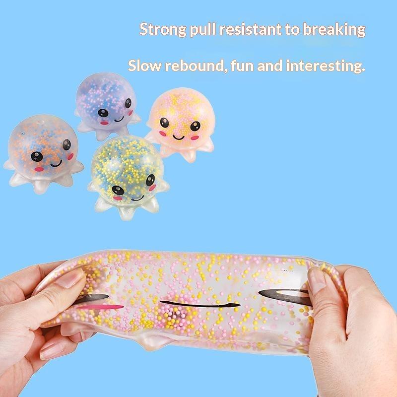 Octopus Squeeze Toy Luminous Soft Squeeze Stress Relief Fidget Toy Cute Cartoon Bead Filled For Kids Adults Party Gift