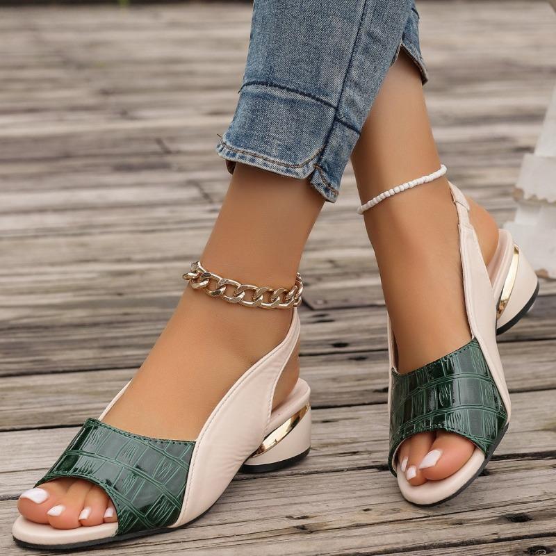 Fashion Summer New Fashion Sandals Women Mixed Color Fish Mouth Thick Heels Large Size Back Hollow Slip on Women Shoes Sandalias Mujer