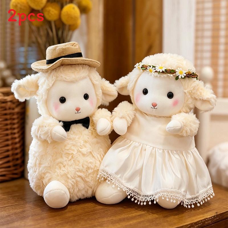 Cute Sheep Plush Toy For Couples Gift Warm Fuzzy Teddy Bear With Pp Cotton Filling