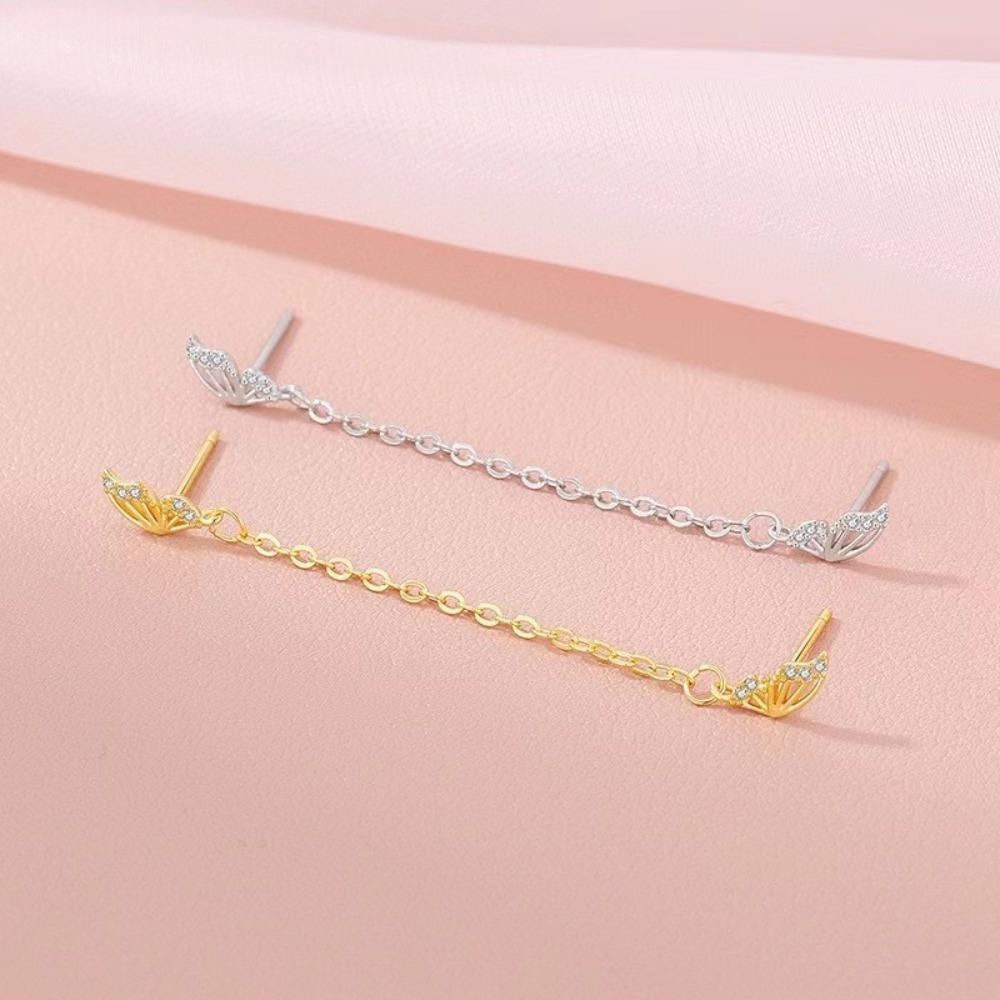 Exquisite Sweet Hollowed-out Butterfly Tassel Chain Double-ear Piercing Stud Earrings for Women Korea Designer Jewelry Accessory