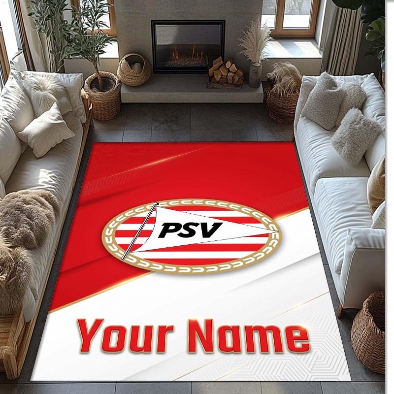 PSV Eindhoven FC Printed Crystal Velvet Rug Non‑Slip Crystal Velvet Carpet For Sofa Bedroom Indoor Home Decoration