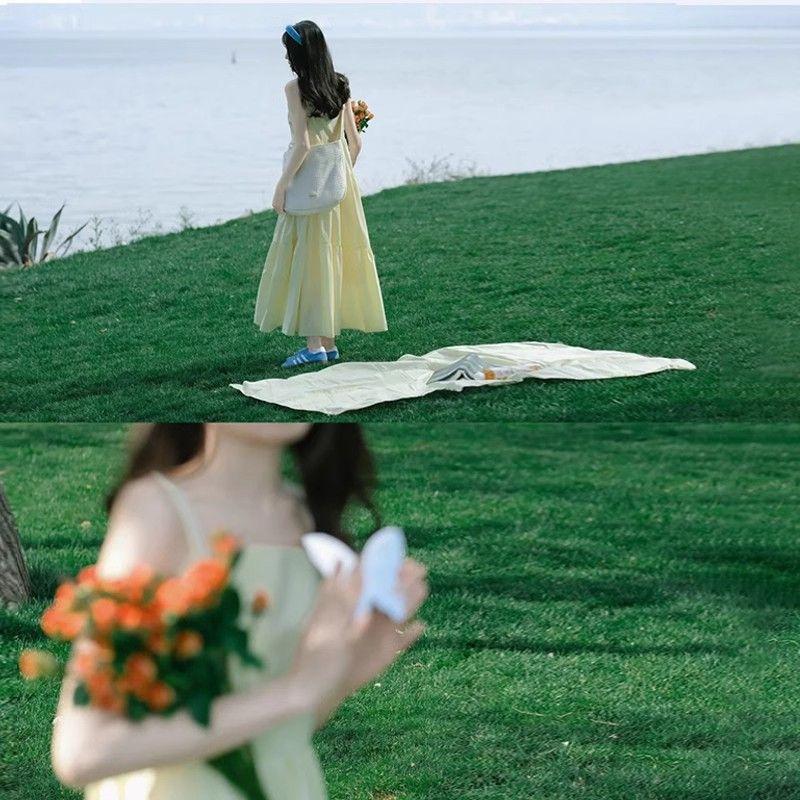 Gentle wind super fairy yellow suspender dress for children's summer new temperament waist and thin skirt