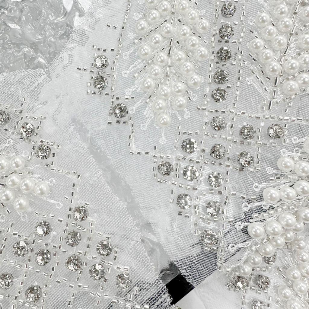 White Mesh Bead To Flower Cloth Sticker Diamond Accessories Clothing Dress Wedding Dress Decorative Cloth Sticker Accessories
