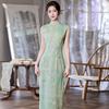 Green sleeveless national style new Chinese Suzhou long cheongsam improved young 1011 new women's high sense summer