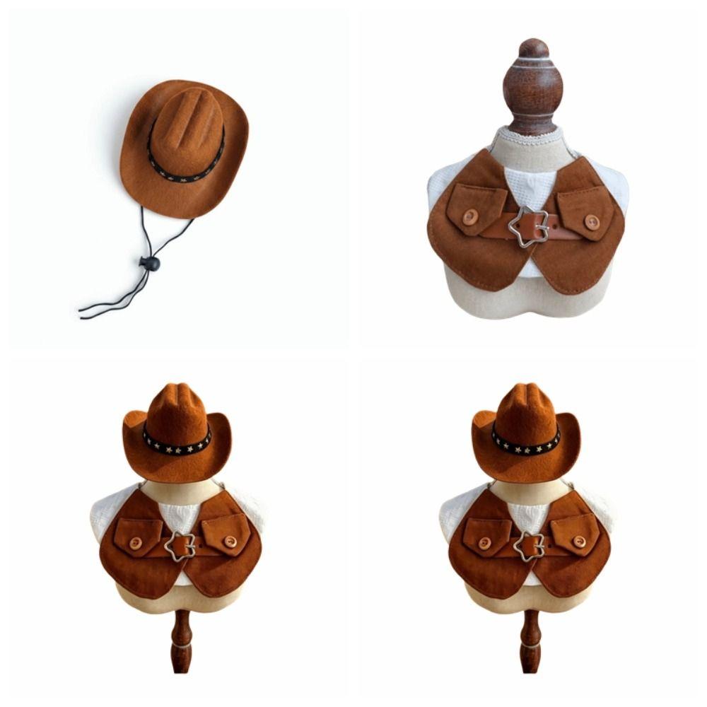 Dress-Up Puppy Vest Set Retro Pet Outfits Funny Dog Cowboy Costumes Cat
