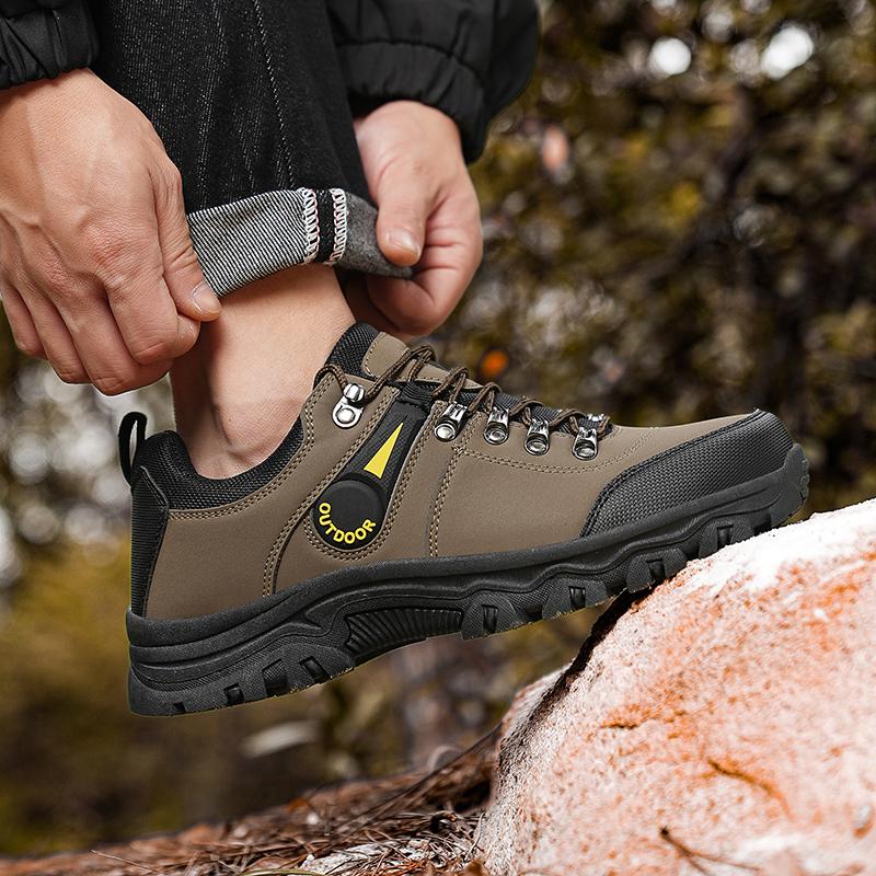 Hot Sale Black Walking Shoes Men Leather Waterproof Hiking Shoes For Men Climbing Shoes Outdoor Non-slip Men's Sports Sneakers