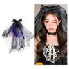 Glowing Lace Veil Butterfly Party Cosplay Ghosted Bride Headwear Accessories Black / White Veil with Butterfly Bows