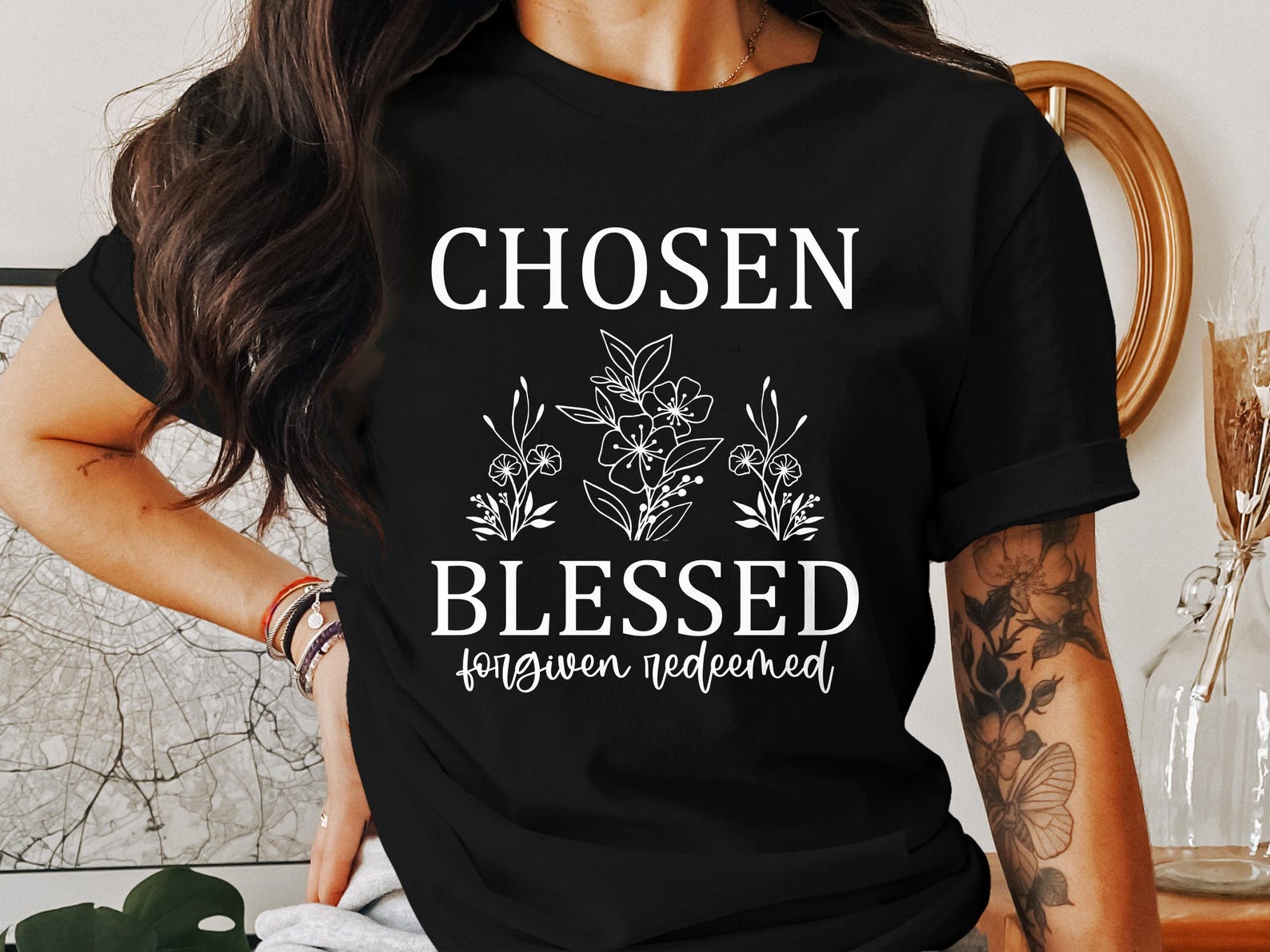 Chosen Blessed T-Shirts, Christian Apparel, Faith Based Clothing, God s Gift, Redeemed Forgiven, Bible Verse T Shirts, Jesus Christ 3XL