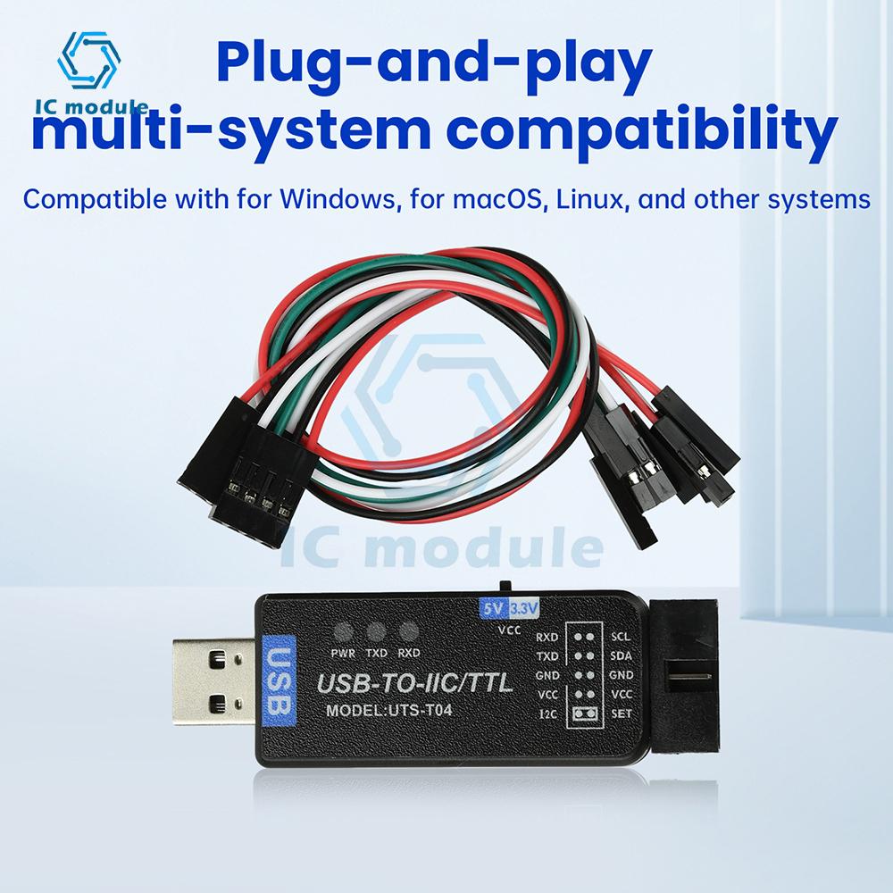 USB to IC2 IIC/TTL Serial Port Uart 2-In-1 Communication Module CH341T Serial Port Flashing Downloader