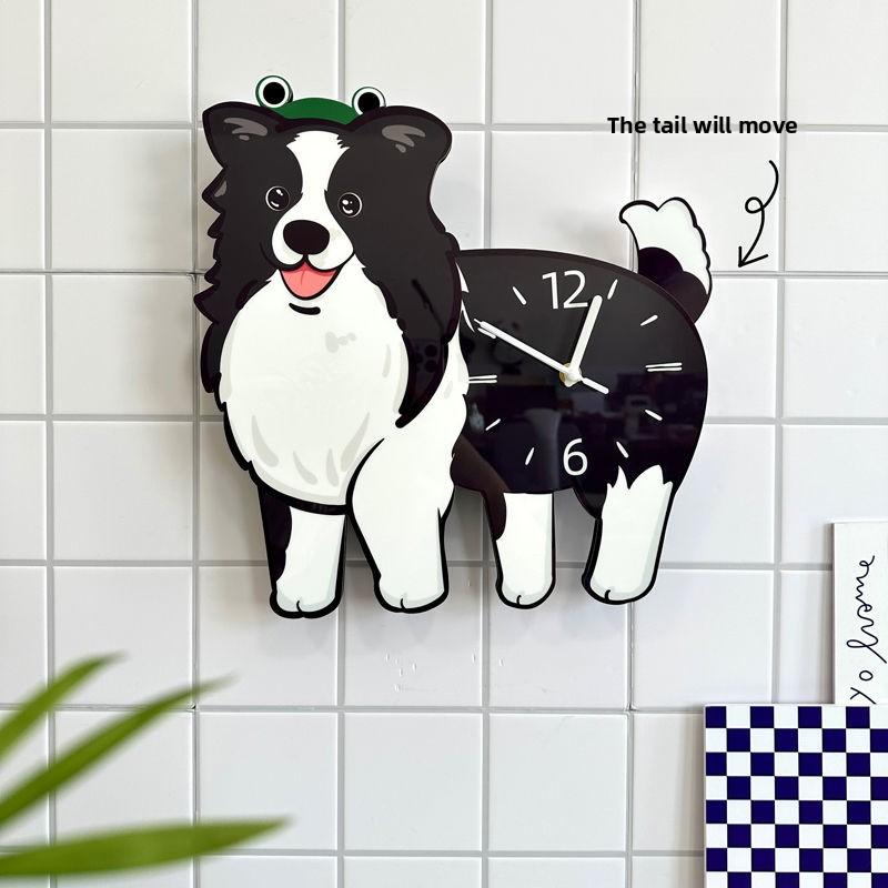 Cartoon Dog Creative Decoration Wall-mounted Clock, Living Room Pet Store Swing Style Wall Clock Ornament