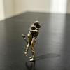 Brass Couple Figurine - Miniature Embracing Kissing Lovers Statue, Diorama Scenery Sand Table Decor Collectible Ornament