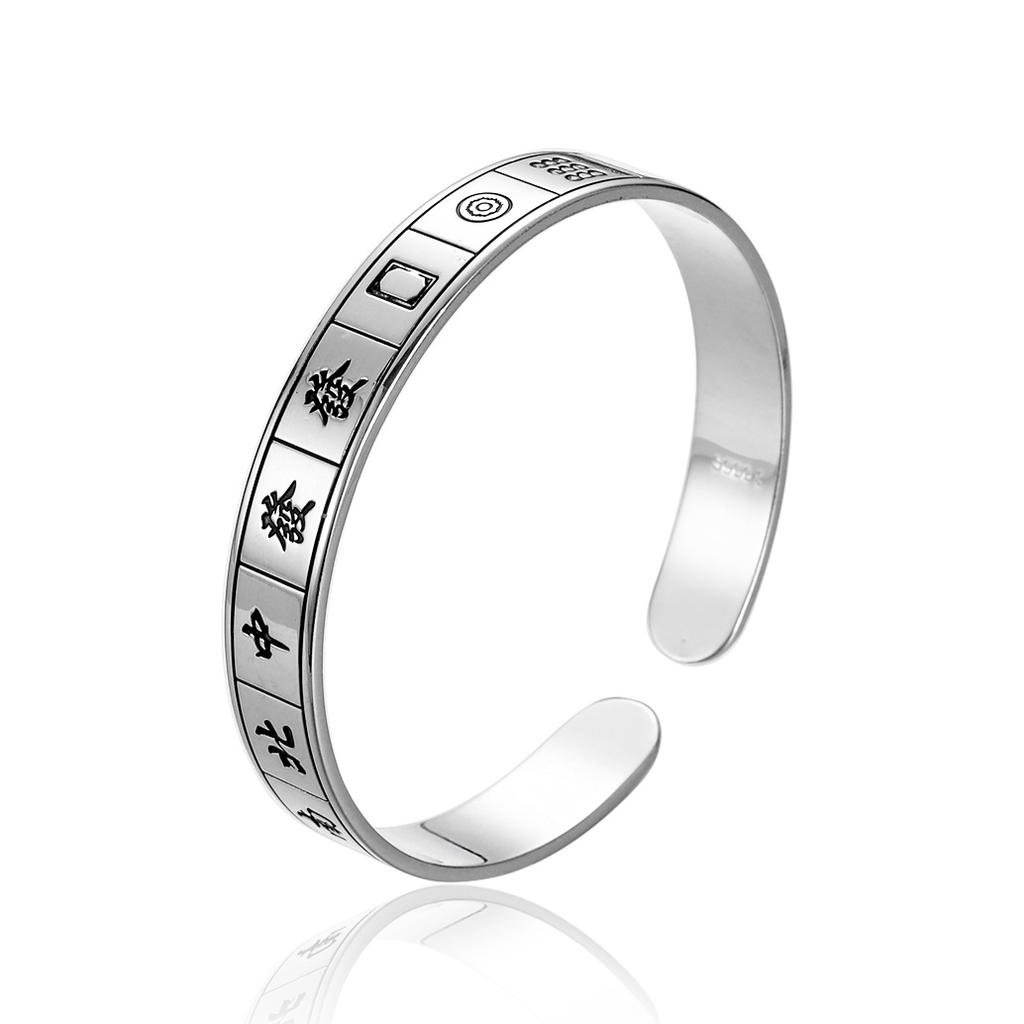 Opening Thirteen Diaos Mahjong Silver Bracelet National Style Win Every Gamble Personalized Bracelet Birthday Gift