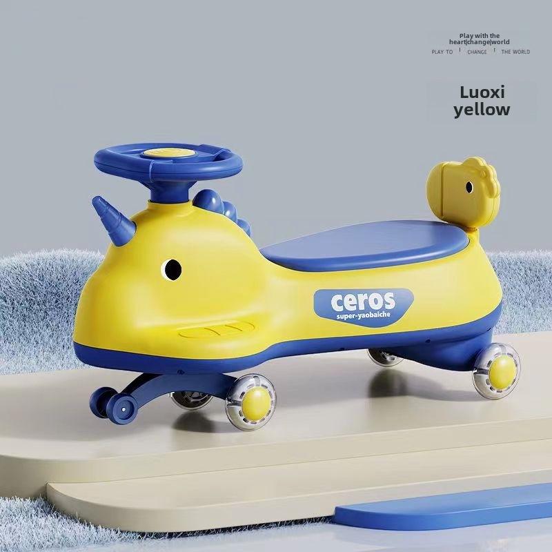 Children's Anti-Rollover Twist Car with Silent Flashing Wheels for Kids and Adults