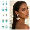 Exaggerated Starfish Stud Earrings Bohemian Shell Drop Earrings Rhinestone Dangle Earrings  Women