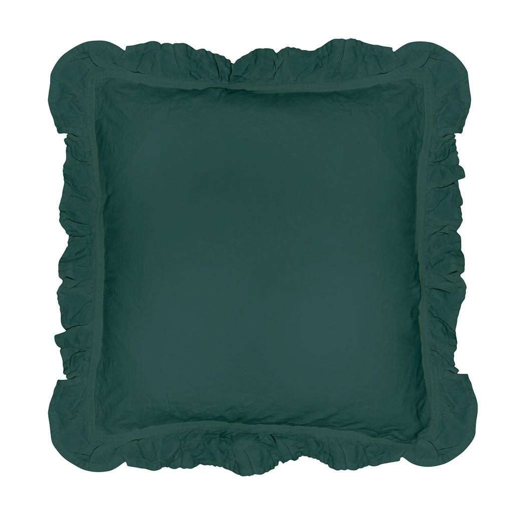Pillowcases 40x40 with Ruffles, Dark Green, Set of 2
