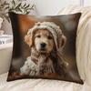 1pc Pillowcase, Golden Retriever Puppy Cute Print, 2D Flat Printing, Single-Sided Print (No Pillow Insert), 17.72 X 17.72 Inches (45 X 45 Cm), Non-Rea