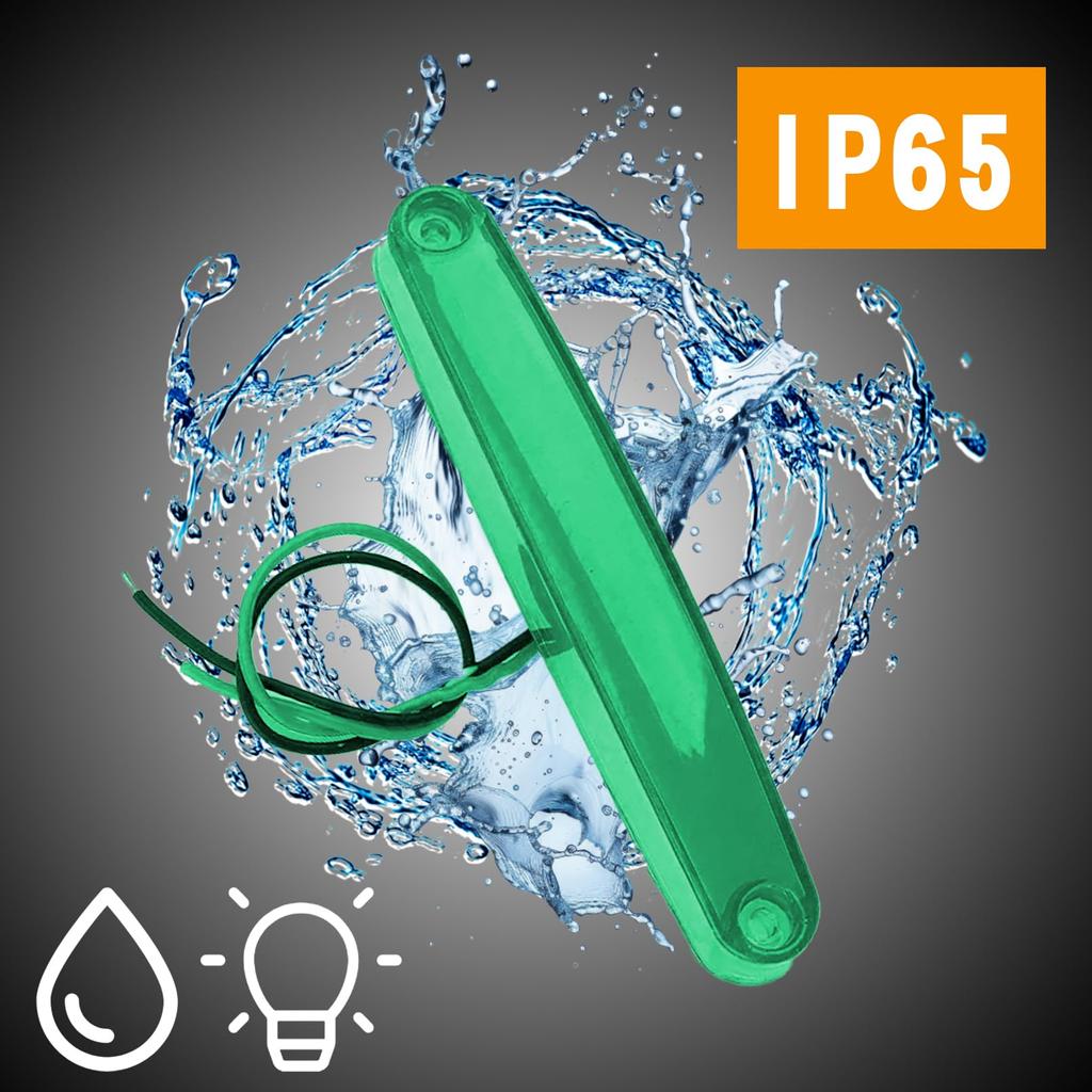 Chandini 9 LED Side Marker Extension Waterproof IP65 Slim 24V Truck Decorative Light Set of 10 Green