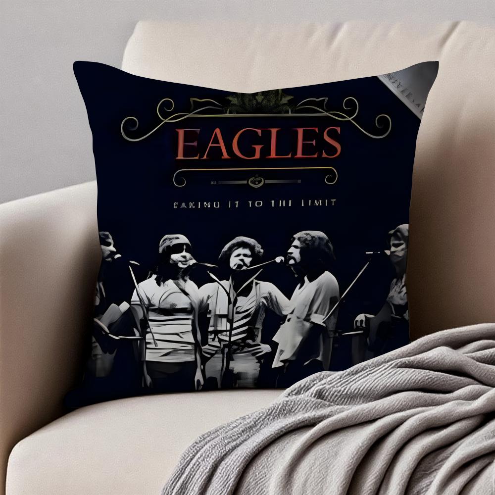 Classic Rock Band T-The Eagles Cushion Cover Pillowcase Anti-dustmite Invisible Zipper Short Plush Sofa Cushion