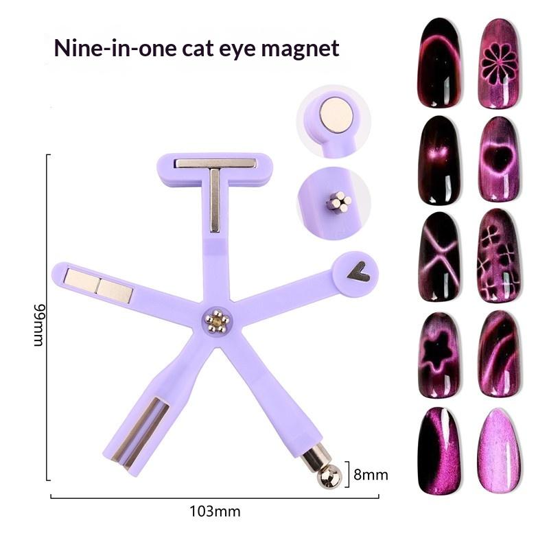

9-In-1 Strong Magnetic Stick For Cat Eye Gel Polish Nail Magnet Tool Magnet Pen Nails Art Design Glitter Effect Manicure Tools фиолетовый