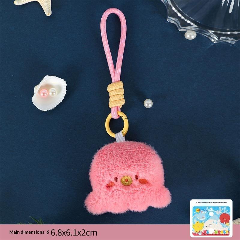 Cute Ocean Animal Plush Doll Mascot Stuffed Toys Keychain Pendant Lanyard Bag Hanging Ornaments Backpack Charm Keyring Kids Gift