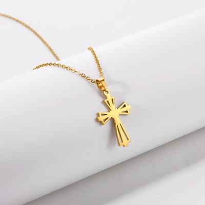 Stainless Steel Cross Necklace Jesus Choker Necklace Cross Pendant Stainless Steel Crossover Necklace for Men Hip Hop Birthday Party Jewelry