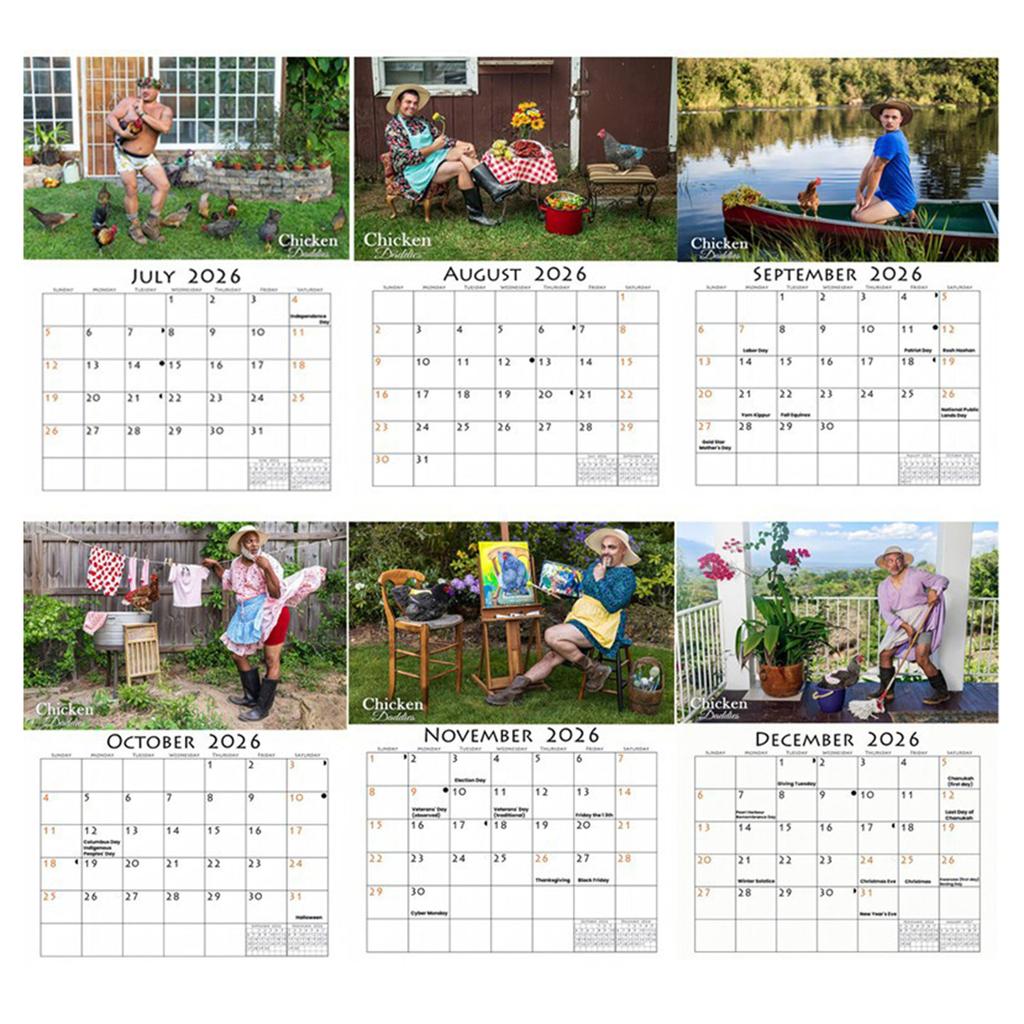 2026 Funny Chicken Daddy Wall Calendar A4 Size Creative Humor Design For Home Office Decor Gift White Card Paper OPP Packaging