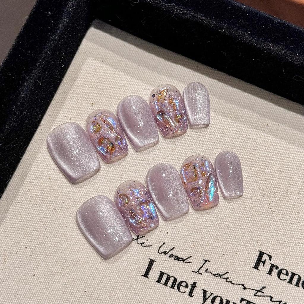 Handcrafted Short Wearable Nail Art Stickers - High-End Boutique False Nails