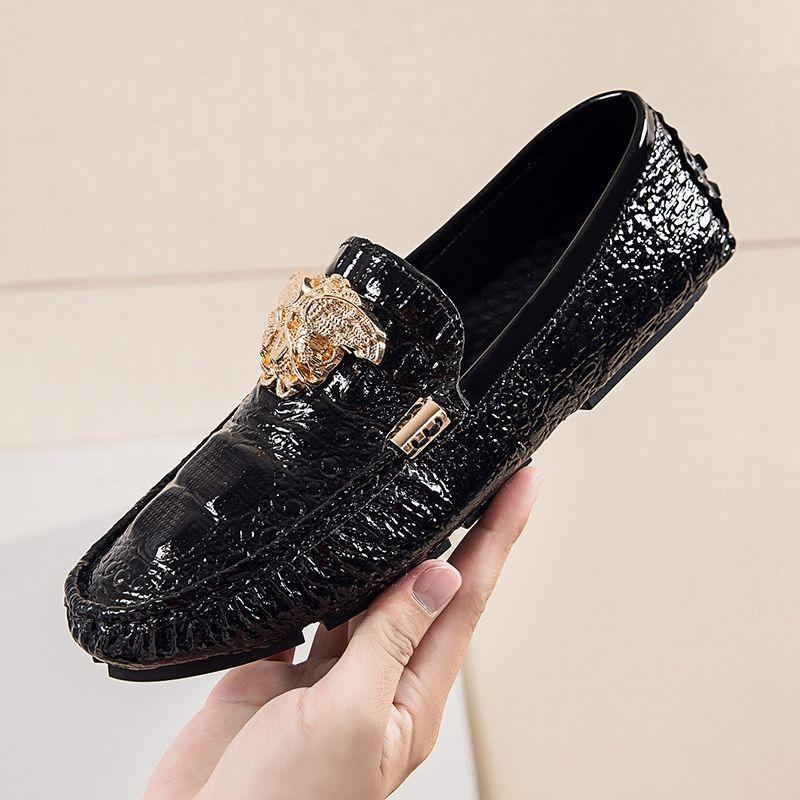 2025 spring new cowhide Doudou shoes men's genuine leather Korean version trendy men's casual leather shoes soft-soled driving men's shoes