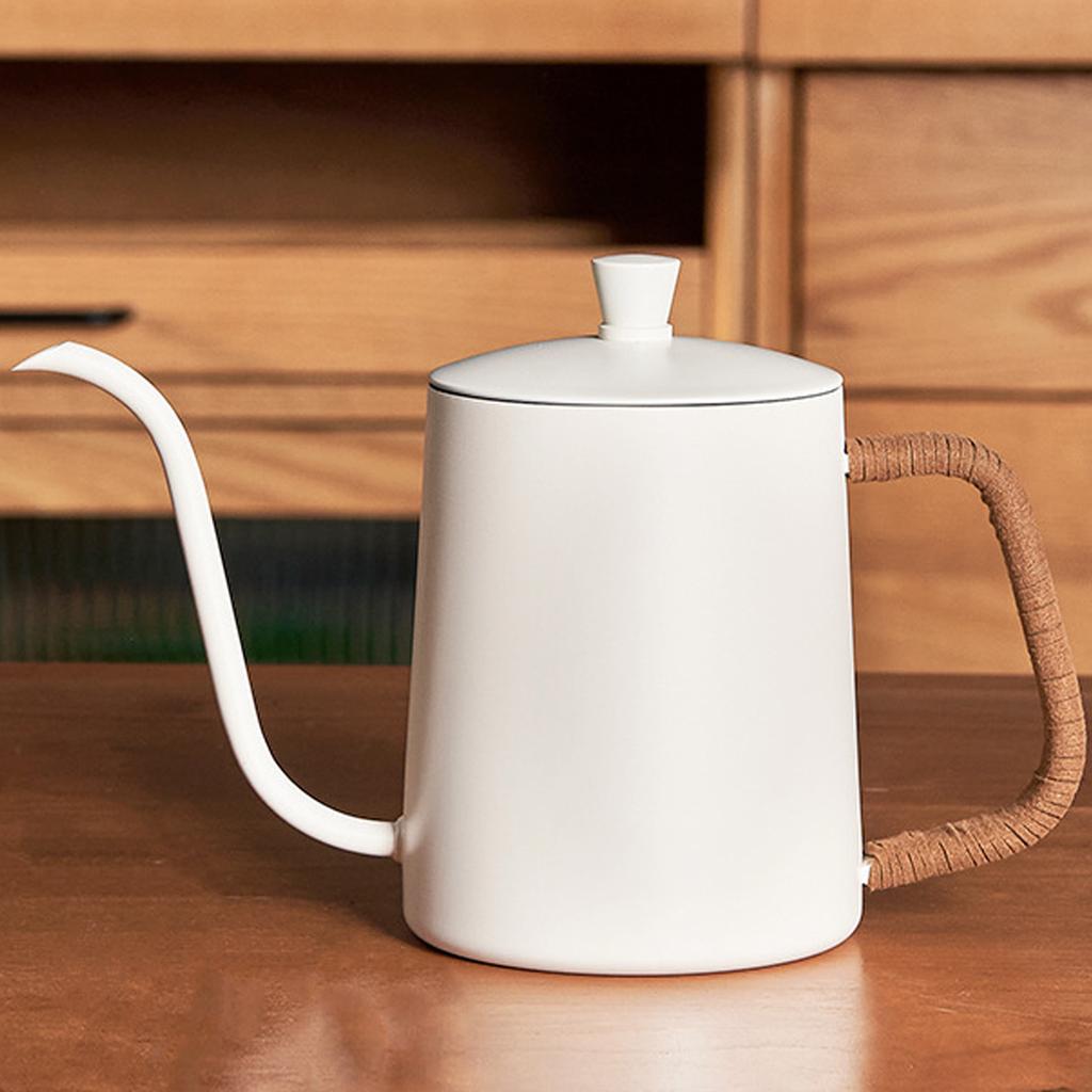 Leeseph Toarnă peste ceainic de cafea Gât de gâscă cu capac, fierbător de cafea turnat peste oțel inoxidabil, mâner de sfoară, 600 ml/20 oz