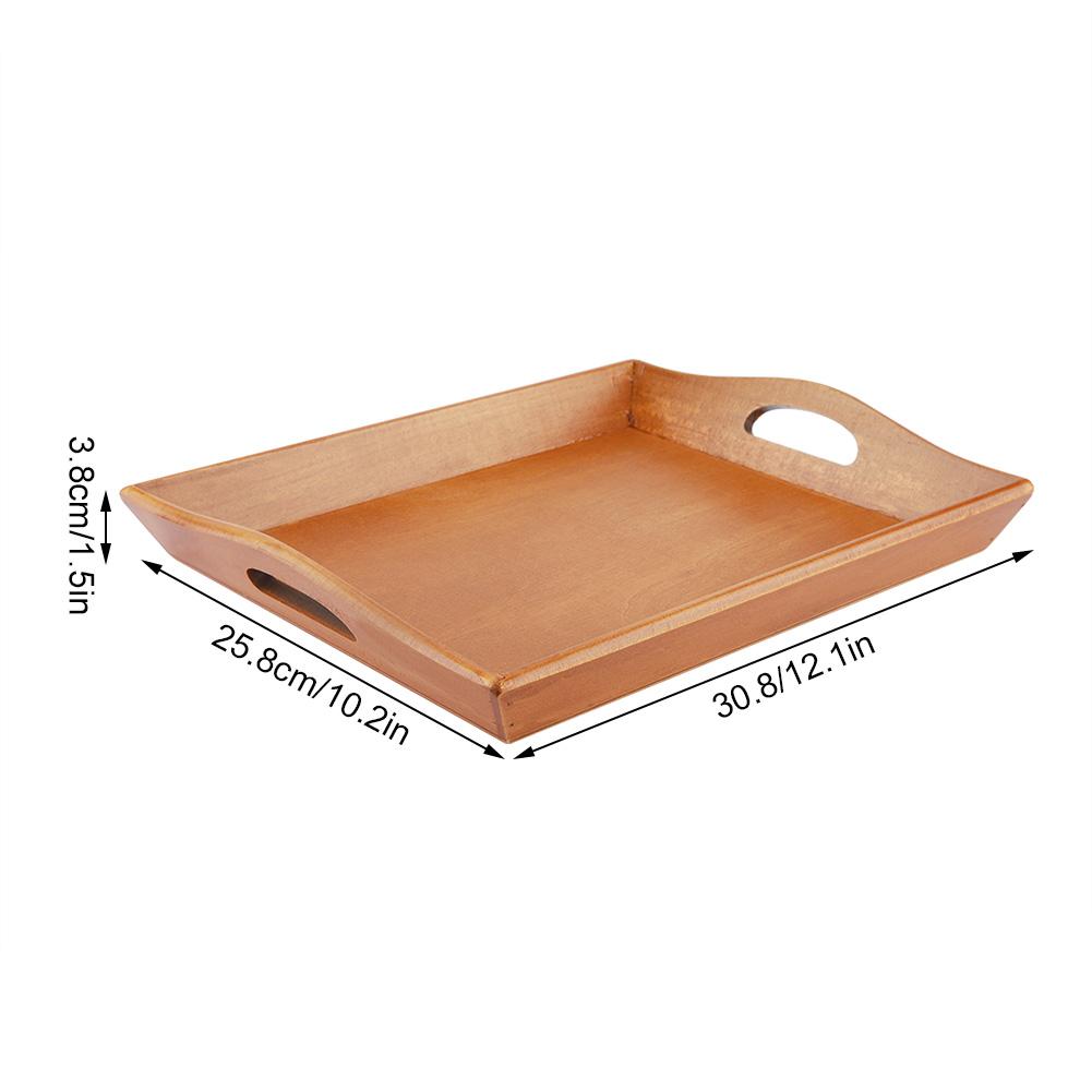 Serviertablett aus Holz, Teller für Teeservice, Obst, Süßigkeiten, Lebensmittel, Handtuch (Dunkle Farbe)