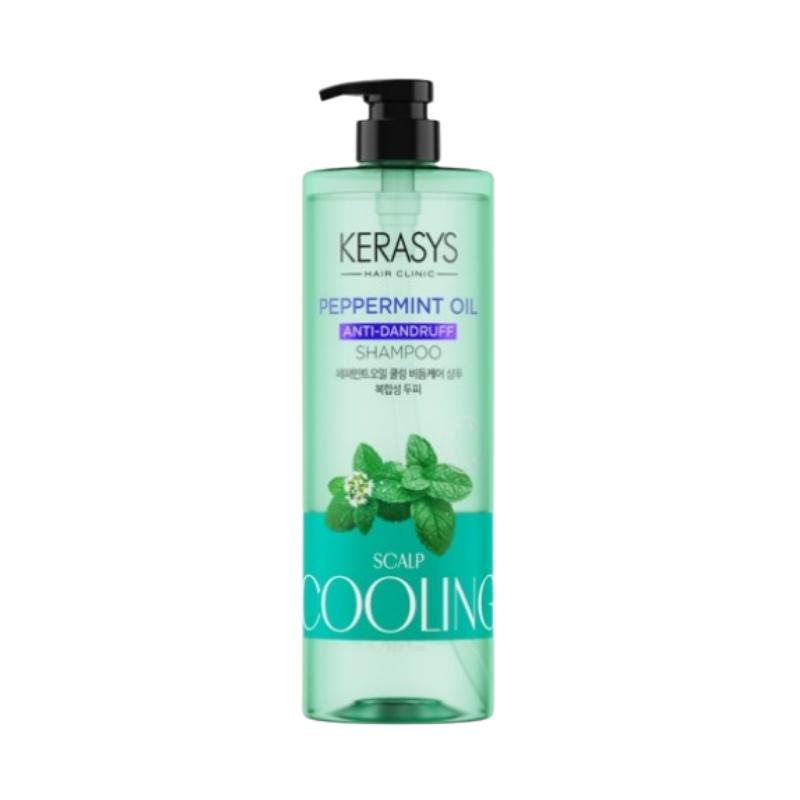 Kerasys Peppermint Oil Shampoo 1L | Korean Cooling Scalp Shampoo for Dandruff Concern & Fresh Mint Scent 1L