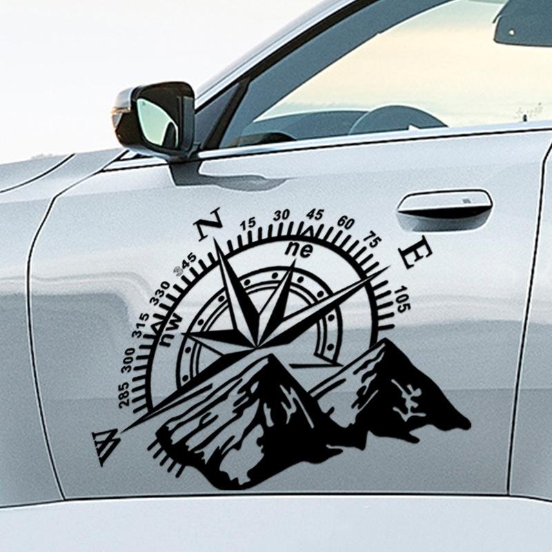 1 Τεμάχιο Αυτοκινήτου Off-Road SUV Πλαϊνό Αυτοκόλλητο Σώματος Πυξίδα Βουνό Αυτοκόλλητα για SUV Off-Road Αδιάβροχα Διακοσμητικά Αυτοκόλλητα Σώματος Αυτοκινήτου
