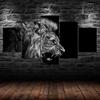 Roaring Lion Face Side View 5 Piece Five Panel Wall Canvas Print Modern Art Poster Home Decor Gift For Him For Her