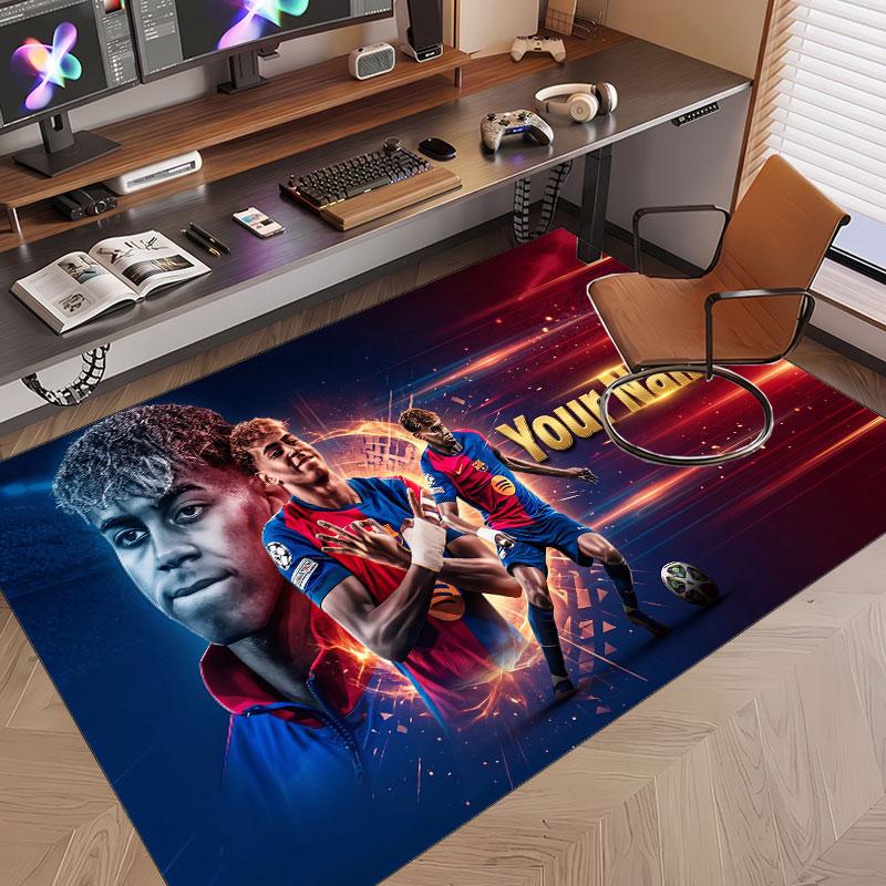 Custom Rug Lamine Yamal Pattern Print Name Text Soft Non‑Slip Floor Carpet for Home Indoor Decoration